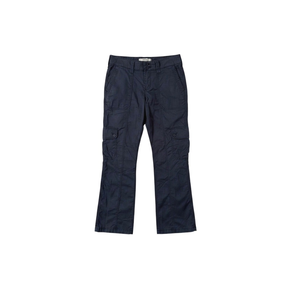 Hollister Cargo Pants Mid Rise Relaxed Boot Cut Dark Blue Cotton Utility 28/6R